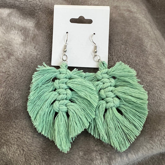 Macrame Boho Leaf Earrings